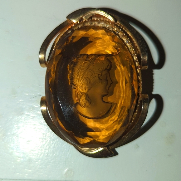 Vintage Topaz Cameo earrings and Brooch - Picture 2 of 7